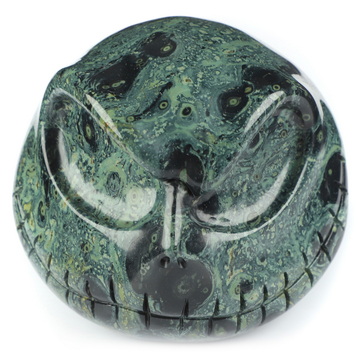 3.9" Kambaba Jasper Hand Carved Jack Crystal Skull Sculpture, Crystal Healing