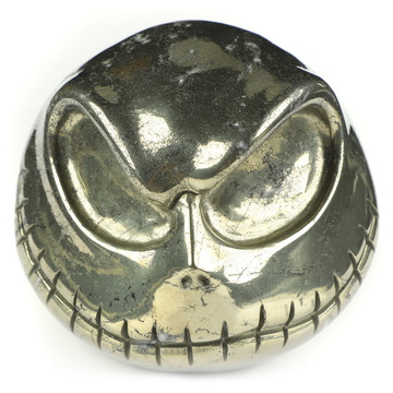 3.9" Pyrite Hand Carved Jack Crystal Skull Sculpture, Crystal Healing