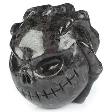 3.0" Gabbro Hand Carved Jack Crystal Skull Sculpture, Crystal Healing