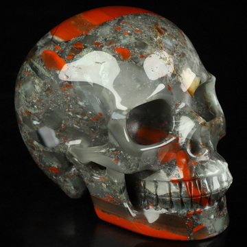 4.9" African Bloodstone Hand Carved Crystal Skull, Realistic, Crystal Healing