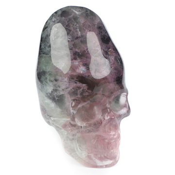 3.3" Fluorite Hand Carved Incan Crystal Skull Sculpture With Stand, Crystal Healing