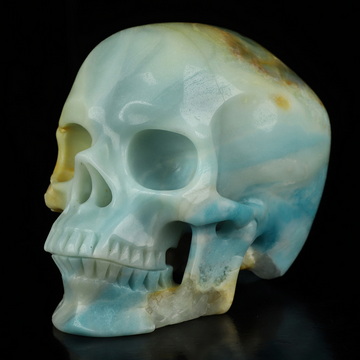 5.0" Chinese Amazonite Hand Carved Crystal Skull, Super Realistic, Crystal Healing