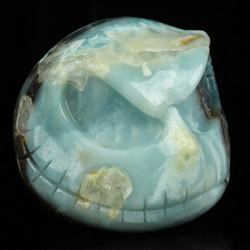 3.9" Chinese Amazonite Hand Carved Jack Crystal Skull Sculpture, Crystal Healing
