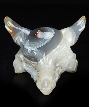 5.2" Premium Brazilian Agate Hand Carved Crystal Fox Fine Art Sculpture, Crystal Healing