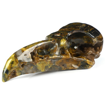 4.4" New Pietersite Hand Carved Raven Crystal Skull  Sculpture, Crystal Healing