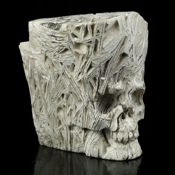 2.9" Lattice Agate Hand Carved Crystal Skull Fine Art Sculpture, Crystal Healing