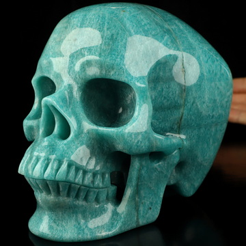 Lifesized 6.9" Amazonite Hand Carved Crystal Skull, Super Realistic, Crystal Healing