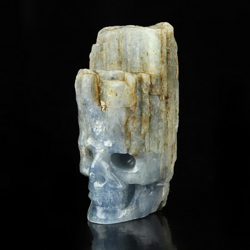 Gemstone 2.0" Kyanite Hand Carved Crystal Skull Fine Art Sculpture, Crystal Healing
