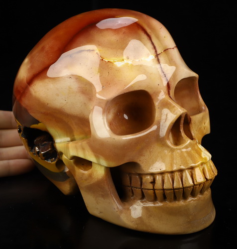Lifesized 6.7" Mookaite Jasper Hand Carved Crystal Skull, Realistic, Crystal Healing