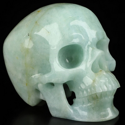 5.0" Aquamarine Hand Carved Crystal Skull, Super Realistic, Crystal Healing