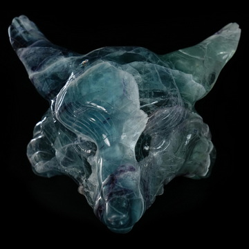 5.2" Fluorite Hand Carved Crystal Fox Fine Art Sculpture, Crystal Healing