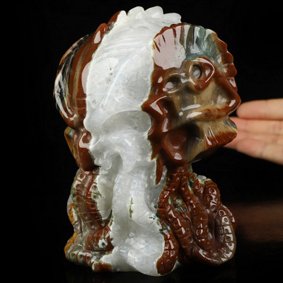 5.9" Indian Agate Hand Carved Crystal Octopus Sculpture, Crystal Healing