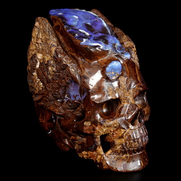 June 20, 2026 ACSAD (A Crystal Skull a Day) - Nebula Mind - 2.8" Matrix Opal Carved Crystal Skull With Wings Fine Art Sculpture, Crystal Healing