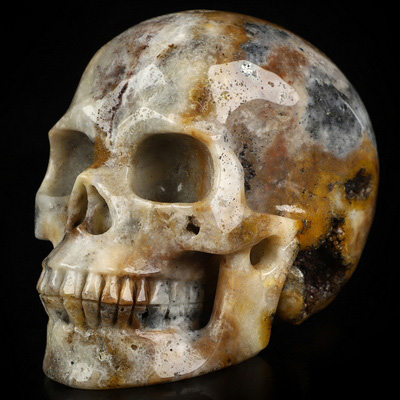 4.9" Sphalerite Hand Carved Crystal Skull, Realistic, Crystal Healing