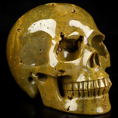 4.9" Ocean Jasper Hand Carved Crystal Skull, Realistic, Crystal Healing