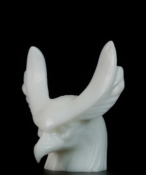 5.0" White Jade Hand Carved Crystal Eagle Fine Art Sculpture, Crystal Healing