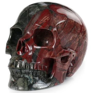 5.0" African Bloodstone Hand Carved Crystal Skull, Realistic, Crystal Healing