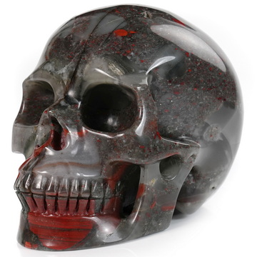 5.0" African Bloodstone Hand Carved Crystal Skull, Realistic, Crystal Healing
