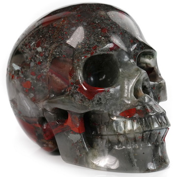5.0" African Bloodstone Hand Carved Crystal Skull, Realistic, Crystal Healing
