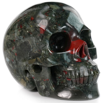 5.0" African Bloodstone Hand Carved Crystal Skull, Realistic, Crystal Healing