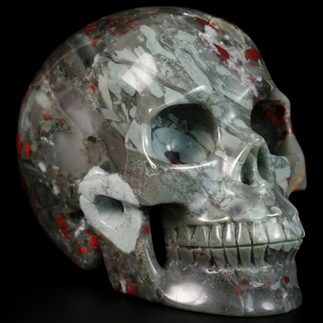 5.0" African Bloodstone Hand Carved Crystal Skull, Realistic, Crystal Healing