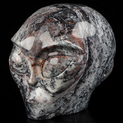 4.0" Unknown Stone Star Being Female Alien Crystal Skull Companion, Hand Carved Gemstone Fine Art Sculpture, Reiki Healing Stone Statue
