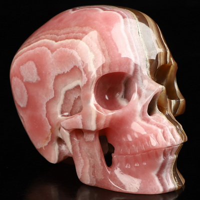 July 25, 2026 ACSAD (A Crystal Skull a Day) - When the Earth Blushed - 3.2" Carved Rhodochrosite Crystal Skull, Super Realistic, Crystal Healing