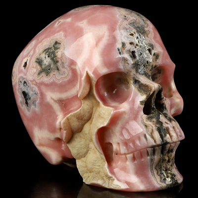3.2" Rhodochrosite Hand Carved Crystal Skull, Super Realistic, Crystal Healing