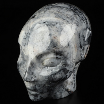 3.9" Unknown Stone Hand Carved Fairy Elf Alien Crystal Skull Companion Sculpture, Crystal Healing