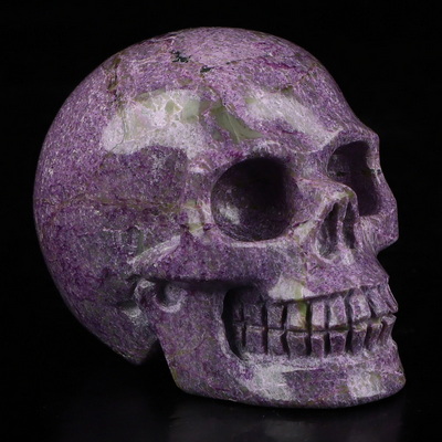 2.0" Stichtite and Serpentine Hand Carved Crystal Skull, Realistic, Crystal Healing