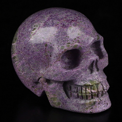 2.0" Stichtite and Serpentine Hand Carved Crystal Skull, Realistic, Crystal Healing