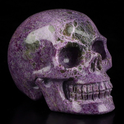 2.0" Stichtite and Serpentine Hand Carved Crystal Skull, Realistic, Crystal Healing
