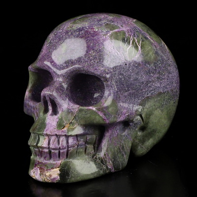 2.0" Stichtite and Serpentine Hand Carved Crystal Skull, Realistic, Crystal Healing