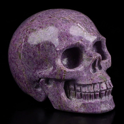 2.0" Stichtite and Serpentine Hand Carved Crystal Skull, Realistic, Crystal Healing