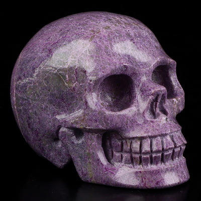 2.0" Stichtite and Serpentine Hand Carved Crystal Skull, Realistic, Crystal Healing