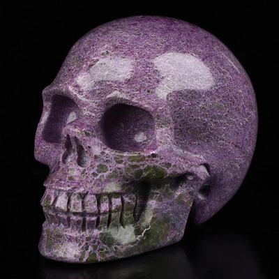 2.0" Stichtite and Serpentine Hand Carved Crystal Skull, Realistic, Crystal Healing