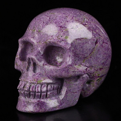 2.0" Stichtite and Serpentine Hand Carved Crystal Skull, Realistic, Crystal Healing