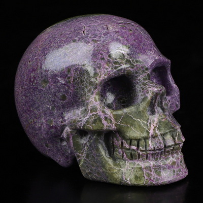 2.0" Stichtite and Serpentine Hand Carved Crystal Skull, Realistic, Crystal Healing