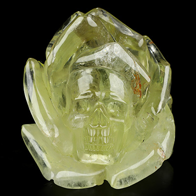Gemstone 3.4" Citrine Hand Carved Crystal Skull Fine Art Sculpture, Crystal Healing
