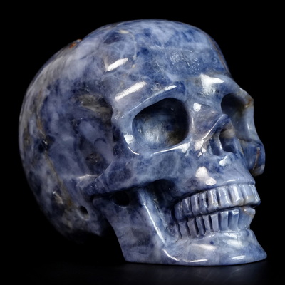Gemstone 1.7" Sapphire Corundum Hand Carved Crystal Skull, Realistic, Crystal Healing