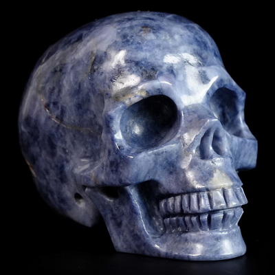 Gemstone 1.7" Sapphire Corundum Hand Carved Crystal Skull, Realistic, Crystal Healing