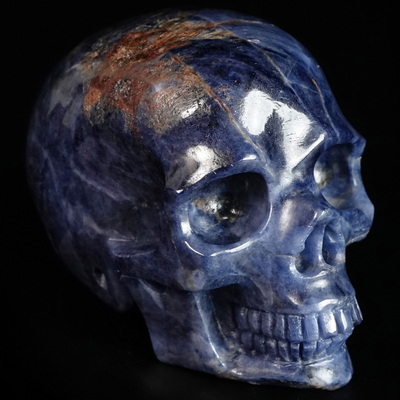 Gemstone 1.8" Sapphire Corundum Hand Carved Crystal Skull, Realistic, Crystal Healing