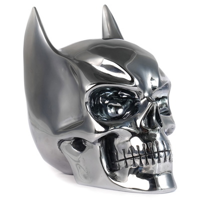 5.0" Tera-hertz Hand Carved Batman Crystal Skull Fine Art Sculpture, Crystal Healing