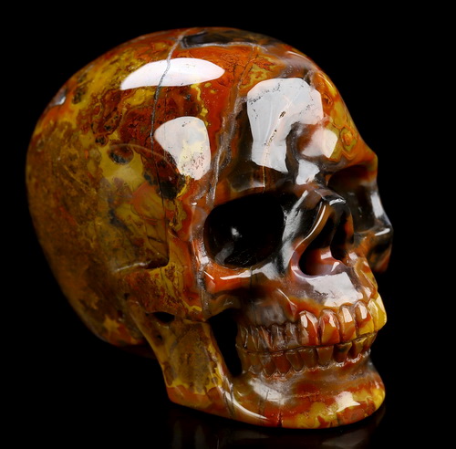 2.8" Empire Red Agate Hand Carved Crystal Skull, Super Realistic, Crystal Healing
