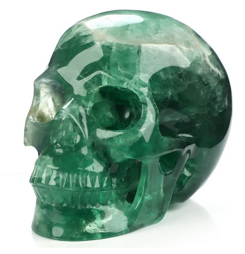 5.0" Fluorite Hand Carved Crystal Skull, Realistic, Crystal Healing