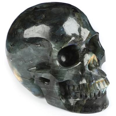 4.9" Labradorite Hand Carved Crystal Skull, Realistic, Crystal Healing