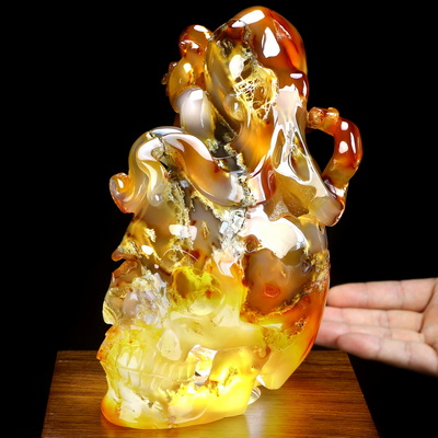 Aug 24, 2026 ACSAD (A Crystal Skull a Day) - The Deep Calls Home - 6.9" Carnelian Hand Carved Nautiloid Cthulhu Crystal Skull Sculpture, Crystal Healing