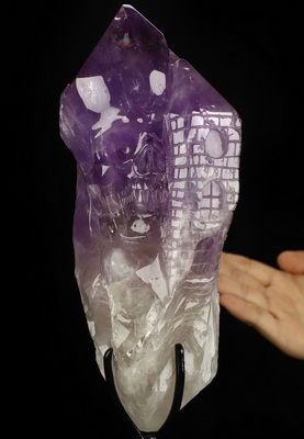 Aug 10, 2026 ACSAD (A Crystal Skull a Day) - The Soul of the Castle - 7.6" Carved Amethyst Castle & Crystal Skull Fine Art Sculpture, Crystal Healing