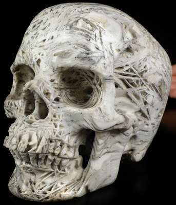 Sept 9, 2026 ACSAD (A Crystal Skull a Day) - All Paths Converge - Lifesized 6.8" Lattice Agate Hand Carved Crystal Skull, Super Realistic, Crystal Healing