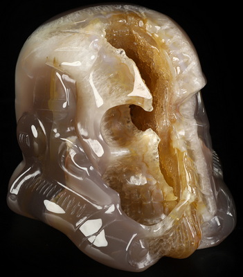 Storm Troopers - 5.1" Premium Brazilian Agate Hand Carved Crystal Skull Fine Art Sculpture, Crystal Healing